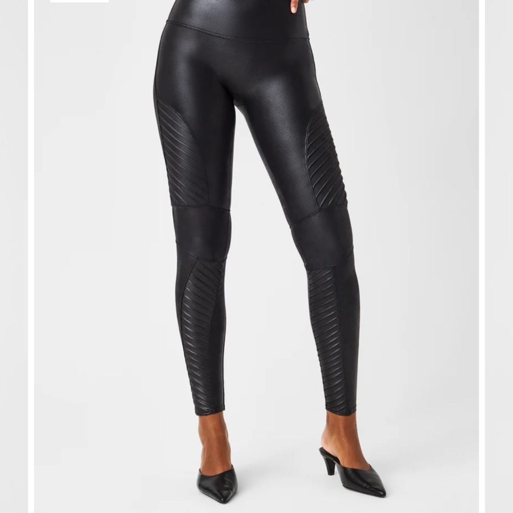 Spanx faux leather moto leggings